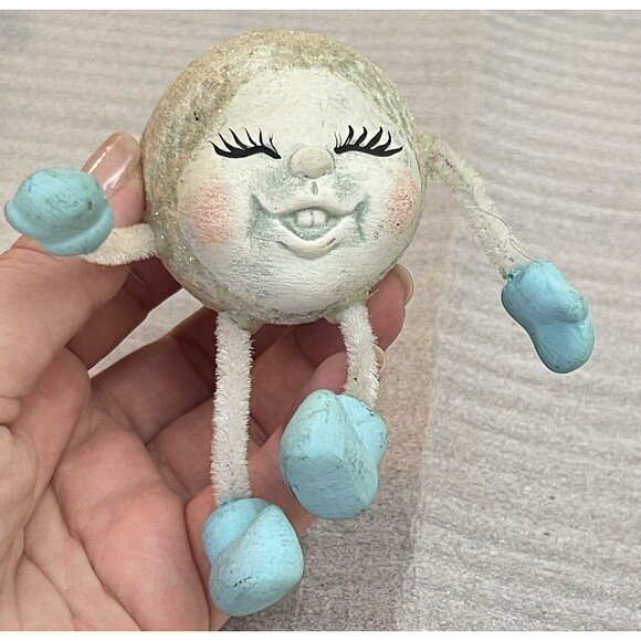 Lot of 6 VTG Anthropomorphic Snowball Head Shelf Sitters Painted Faces - Picture 8 of 12